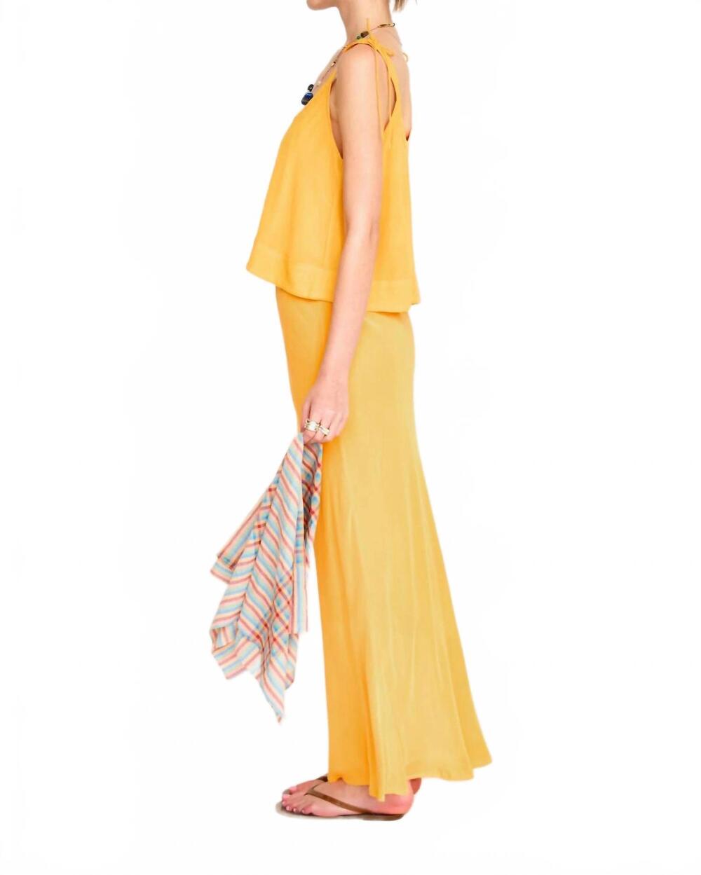 NEW MIRTH siena silk tank top in marigold - Picture 6 of 7
